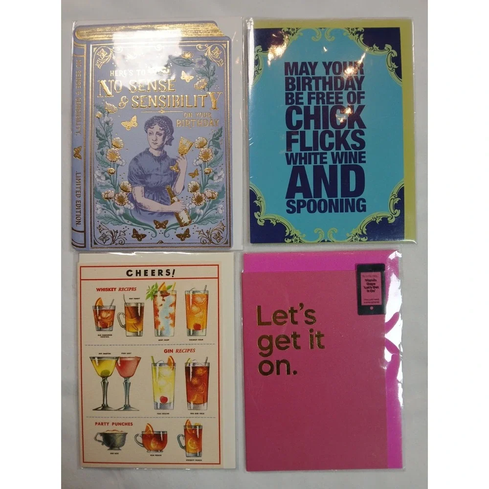 Happy Birthday Card Lot of 4 Adult Themed With‎ Envelopes